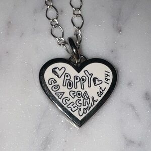 Coach Silver Poppy Heart Necklace